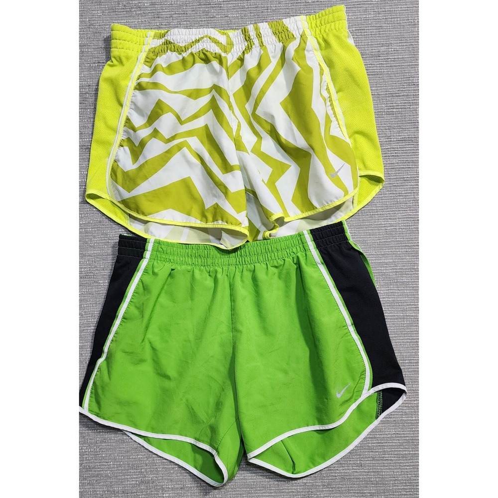 Nike Dri-FIT Running Shorts Bundle Womens‎ Small Green Zig Zag Geometric 2 Pairs